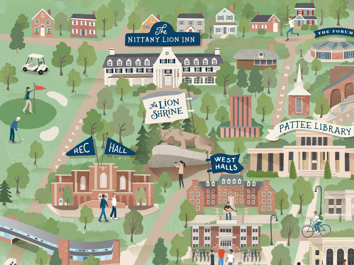 Penn State illustrated map print