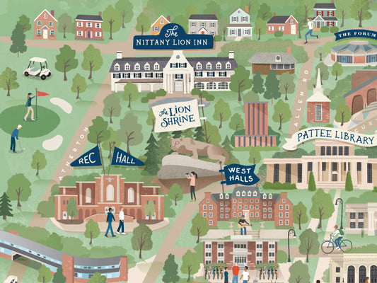 Penn State illustrated map print